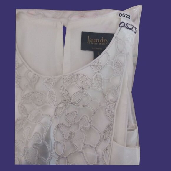 Laundry By Shelli Segal White Sleeveless Floral Lace Sheath Dress Size 0 - Picture 10 of 12